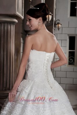 Strapless Special Fabric Beading A-line Bridal Wedding Dress