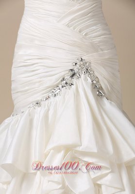 Ruch Sweetheart Mermaid Ruffles Bridal Gown Chapel Train Taffeta