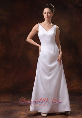 V-neck Satin Mother Of The Bride Dress Ankle-length 2013