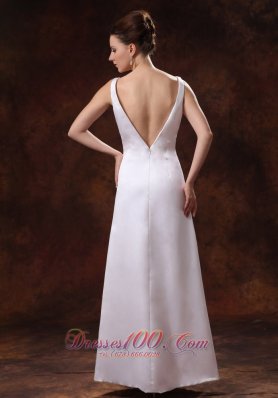 V-neck Satin Mother Of The Bride Dress Ankle-length 2013