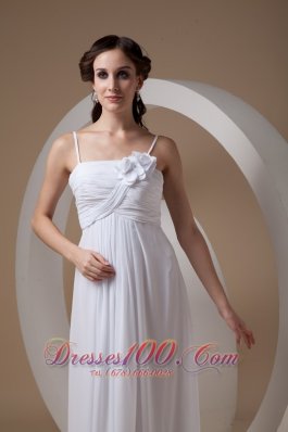 Chiffon Ankle-length Spaghetti Straps Wedding Dress Handle Flowers