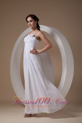 Chiffon Ankle-length Spaghetti Straps Wedding Dress Handle Flowers