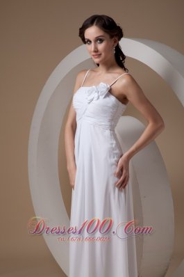 Chiffon Ankle-length Spaghetti Straps Wedding Dress Handle Flowers