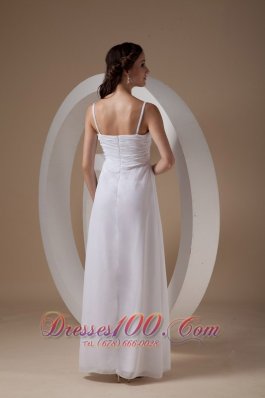 Chiffon Ankle-length Spaghetti Straps Wedding Dress Handle Flowers