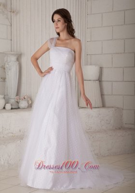 A-line One Shoulder Special Fabric Court Train Bridal Dress