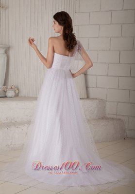 A-line One Shoulder Special Fabric Court Train Bridal Dress