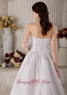 A-line Bridal Dress Strapless Handle Flower Taffeta Brush Train