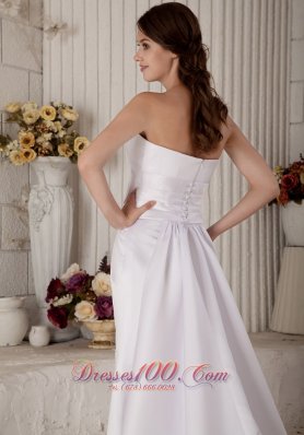 Strapless Beading and Bow Princess Wedding Dress Court Train Satin