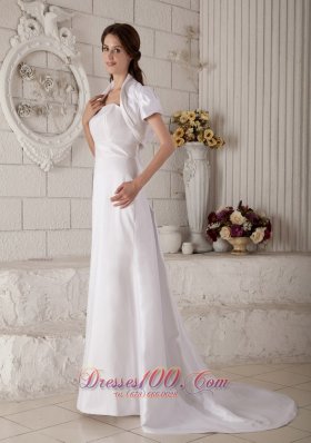 A-line Satin Strapless Wedding Dress Court Train