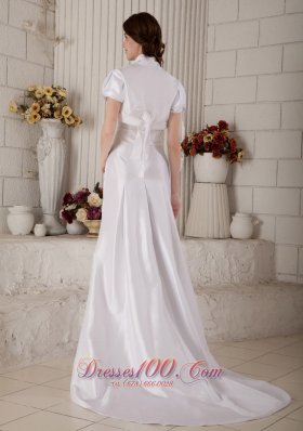 A-line Satin Strapless Wedding Dress Court Train