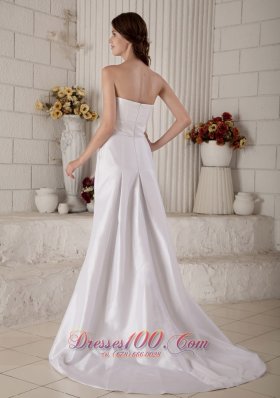 A-line Satin Strapless Wedding Dress Court Train