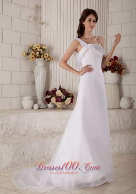 Straps Princess Wedding Dress Organza Court Train