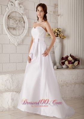 Dressy Satin Sweetheart Floor-length Bridal Wedding Gown Belt