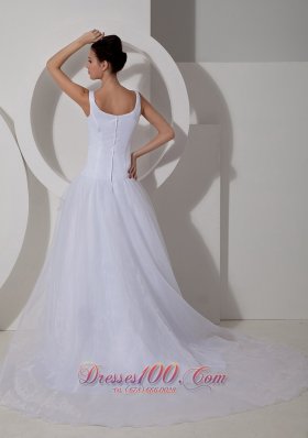 Scoop Neck Court Train Princess Bridal Gown With Tulle