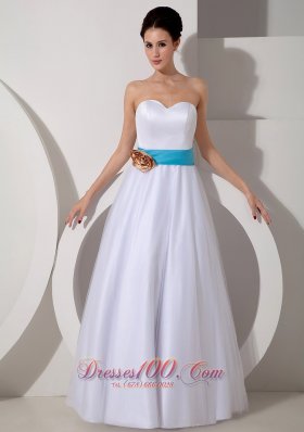 Sweetheart Sash A-line Bridal Wedding Dress Taffeta