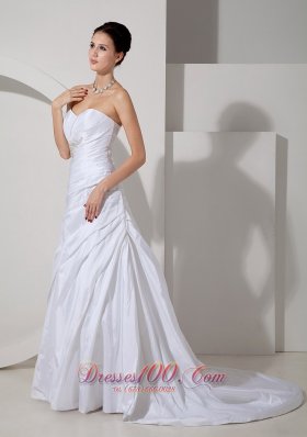 Sweetheart Wedding Gown Princess Ruch Court Train Taffeta