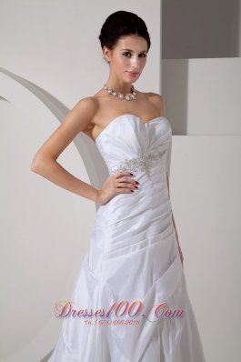 Sweetheart Wedding Gown Princess Ruch Court Train Taffeta