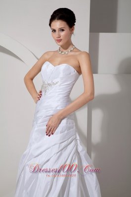 Sweetheart Wedding Gown Princess Ruch Court Train Taffeta