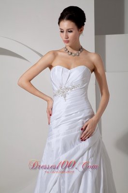 Sweetheart Wedding Gown Princess Ruch Court Train Taffeta