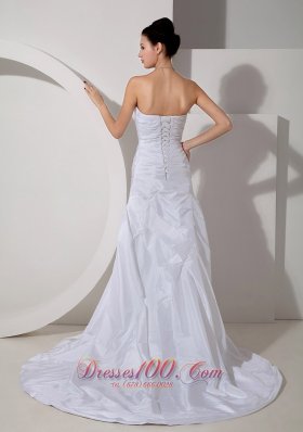 Sweetheart Wedding Gown Princess Ruch Court Train Taffeta