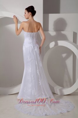 Mermaid Strapless Wedding Bridal Gown With Watteau Train