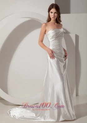 Strapless Taffeta Court Train Bridal Gown With Ruching