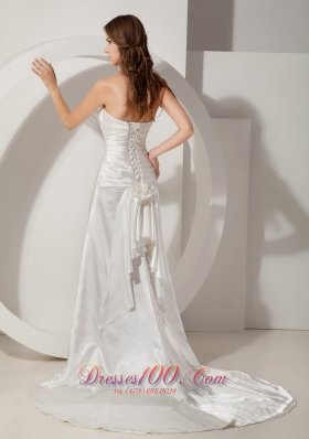 Strapless Taffeta Court Train Bridal Gown With Ruching