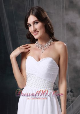 Court Train Chiffon Sweetheart Appliques Ruch Bridal Wedding Gown