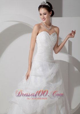 Wedding Bridal Dress Sweetheart Organza Layers Ruch Brush Train