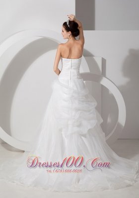 Wedding Bridal Dress Sweetheart Organza Layers Ruch Brush Train