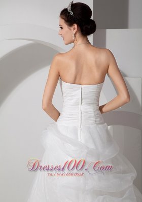 Wedding Bridal Dress Sweetheart Organza Layers Ruch Brush Train