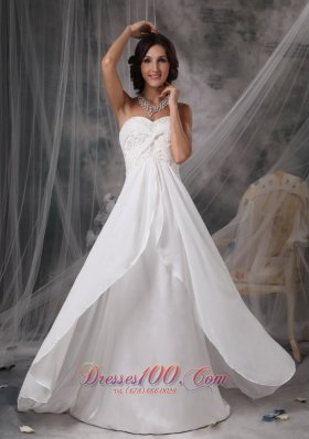 Court Train Chiffon Sweetheart Appliques Wedding Bridal Gown