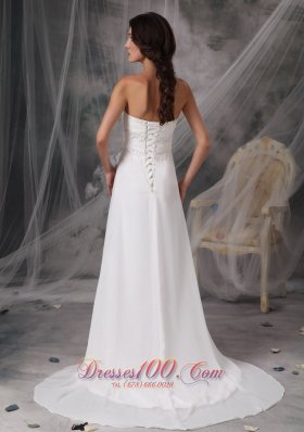 Court Train Chiffon Sweetheart Appliques Wedding Bridal Gown