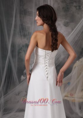 Court Train Chiffon Sweetheart Appliques Wedding Bridal Gown