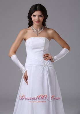 Strapless Chiffon Wedding Bridal Dress With Chapel Train