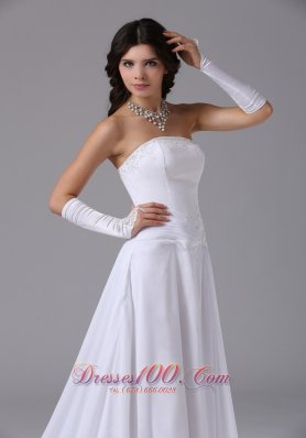 Strapless Chiffon Wedding Bridal Dress With Chapel Train