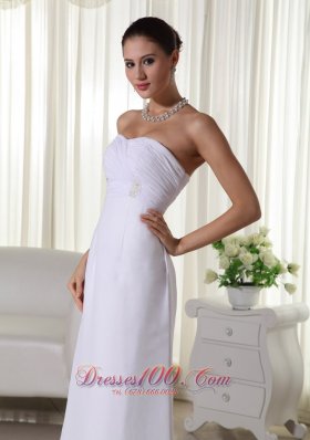 Sweetheart Chiffon Floor-length Wedding Dress With Ruch