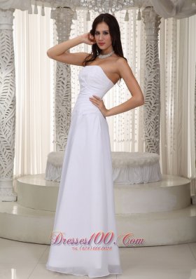 Strapless Empire Chiffon Floor-length Wedding Gown With Beading