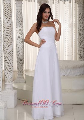 Strapless Empire Chiffon Floor-length Wedding Gown With Beading