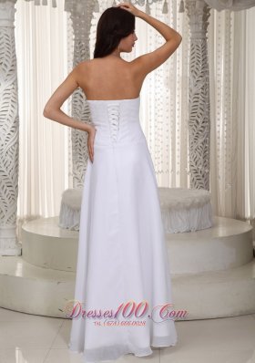 Strapless Empire Chiffon Floor-length Wedding Gown With Beading