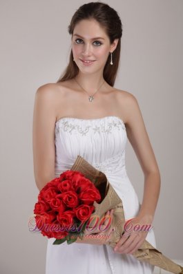 Newest Strapless Chiffon Empire Bridal Dress Beading