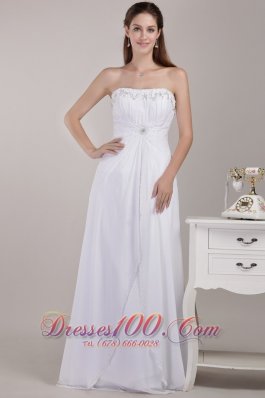 Newest Strapless Chiffon Empire Bridal Dress Beading