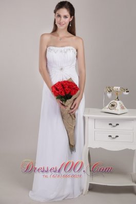 Newest Strapless Chiffon Empire Bridal Dress Beading