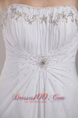 Newest Strapless Chiffon Empire Bridal Dress Beading