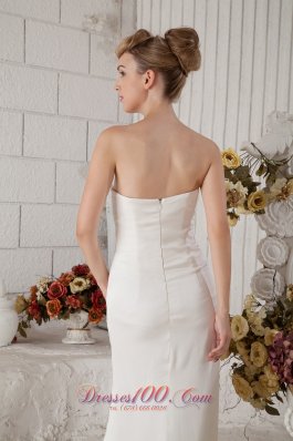 Ruched Chiffon Strapless Brush Train Wedding Bridal Dress Column