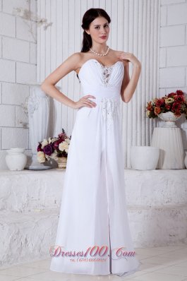 Brush Train Chiffon Wedding Gown Sweetheart Empire Appliques