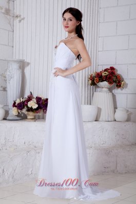 Brush Train Chiffon Wedding Gown Sweetheart Empire Appliques