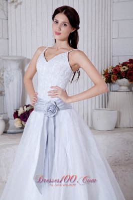 Straps Princess Organza Bridal Wedding Dress Court Train Sashes