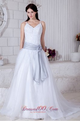 Straps Princess Organza Bridal Wedding Dress Court Train Sashes