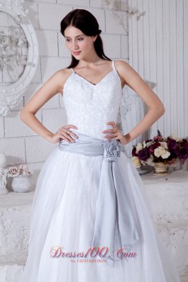 Straps Princess Organza Bridal Wedding Dress Court Train Sashes